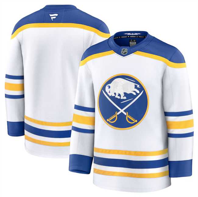 Men%27s Buffalo Sabres Custom White 2024-25 Away Stitched Hockey Jersey